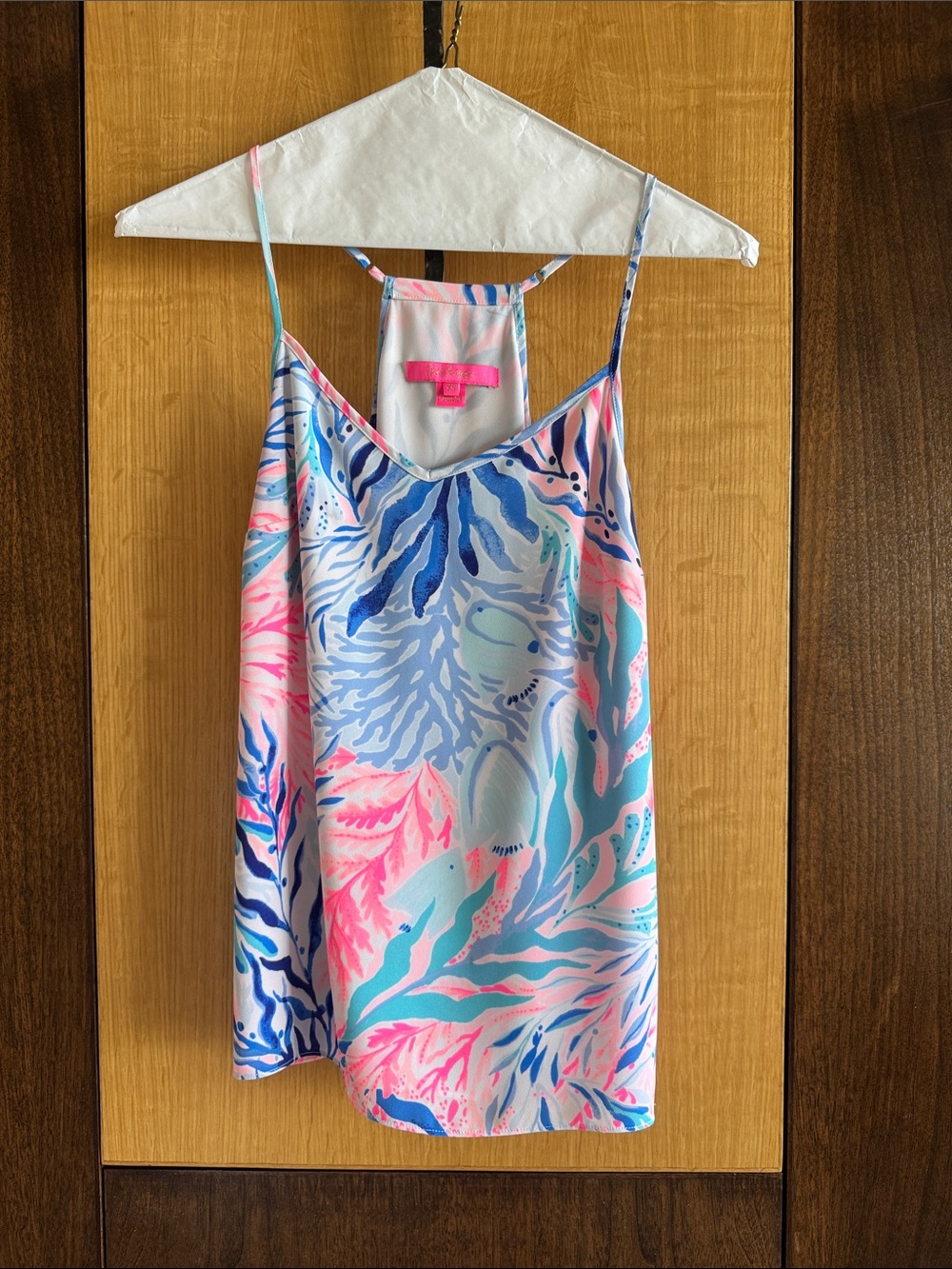 Lilly Pulitzer ' Tropical Print Spaghetti-Strap Tank - Pink & Blue. Insta perf!!